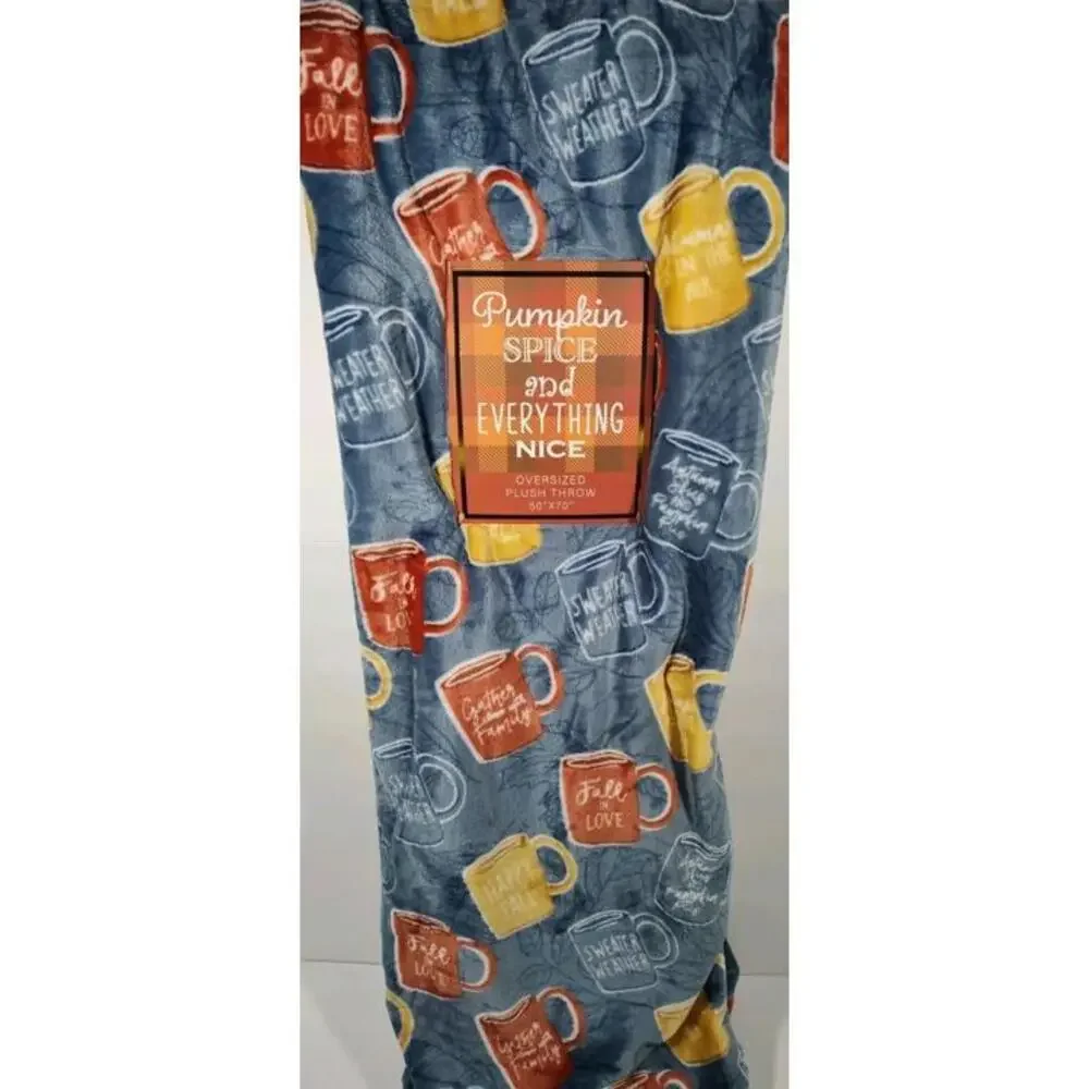 Pumpkin Spice & Everything Nice 50 X 70 Fall Weather Plush Throw Blanket NEW